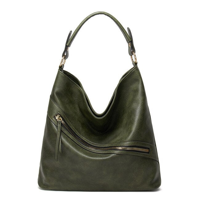 Large PU Leather Tote Bag, Shoulder Bag, Crossbody Bag and Handbag-Handbags-Innovato Design-Green-Innovato Design