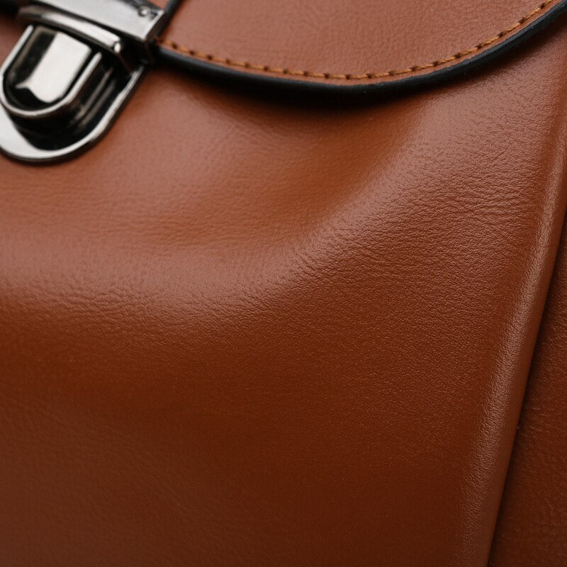 Large Capacity Luxury Casual Leather School Bag and Backpack-Backpacks-Innovato Design-Brown-Innovato Design