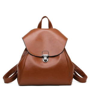 Large Capacity Luxury Casual Leather School Bag and Backpack-Backpacks-Innovato Design-Brown-Innovato Design