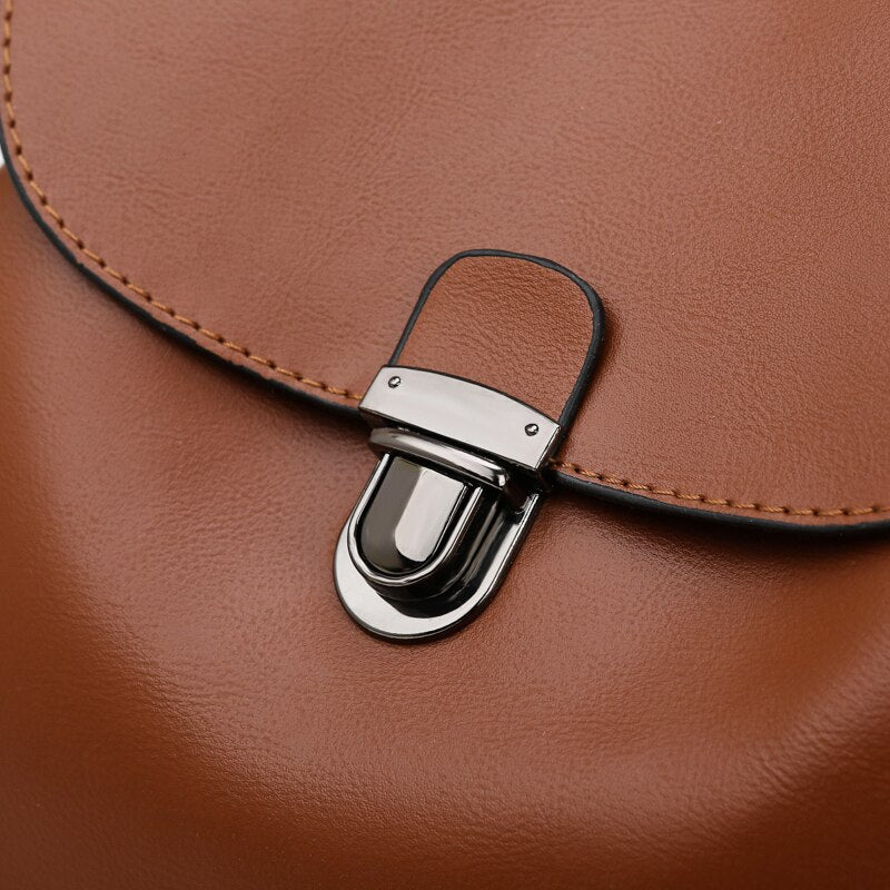 Large Capacity Luxury Casual Leather School Bag and Backpack-Backpacks-Innovato Design-Brown-Innovato Design