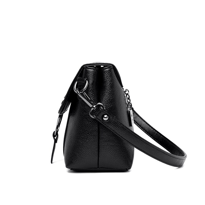 Vintage Leather Shoulder Bag, Crossbody Bag and Handbag-Handbags-Innovato Design-Black-Innovato Design