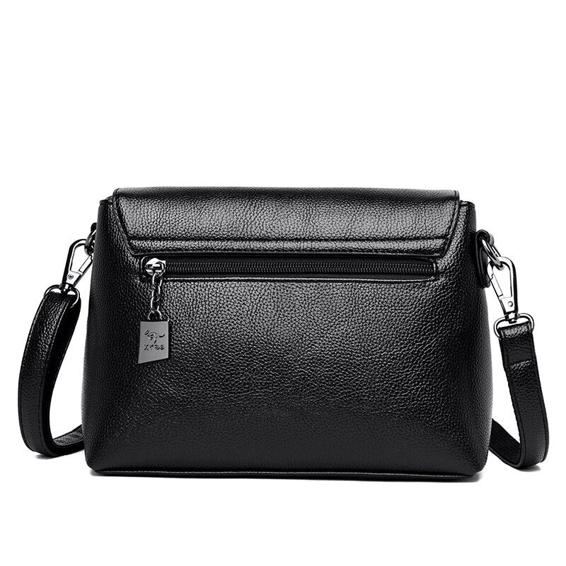 Vintage Leather Shoulder Bag, Crossbody Bag and Handbag-Handbags-Innovato Design-Black-Innovato Design