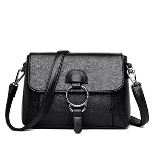 Vintage Leather Shoulder Bag, Crossbody Bag and Handbag-Handbags-Innovato Design-Black-Innovato Design