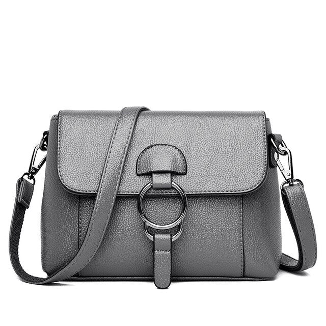 Vintage Leather Shoulder Bag, Crossbody Bag and Handbag-Handbags-Innovato Design-Gray-Innovato Design