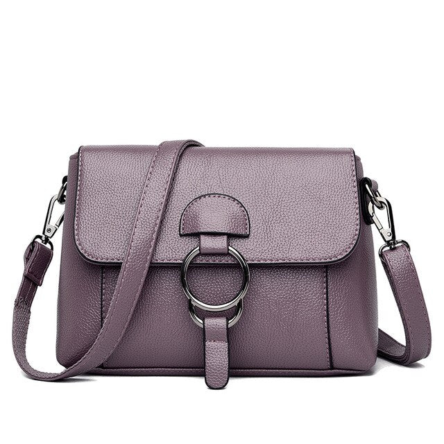 Vintage Leather Shoulder Bag, Crossbody Bag and Handbag-Handbags-Innovato Design-Purple-Innovato Design