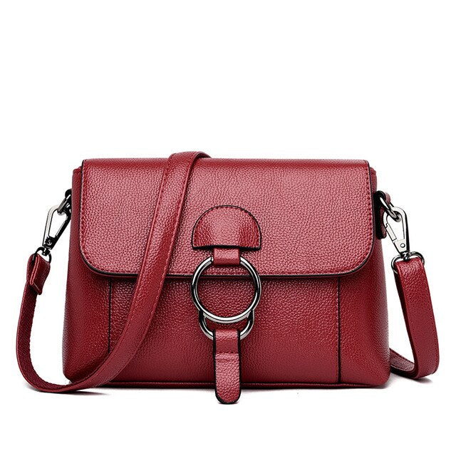 Vintage Leather Shoulder Bag, Crossbody Bag and Handbag-Handbags-Innovato Design-Red-Innovato Design