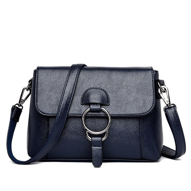 Vintage Leather Shoulder Bag, Crossbody Bag and Handbag-Handbags-Innovato Design-Blue-Innovato Design