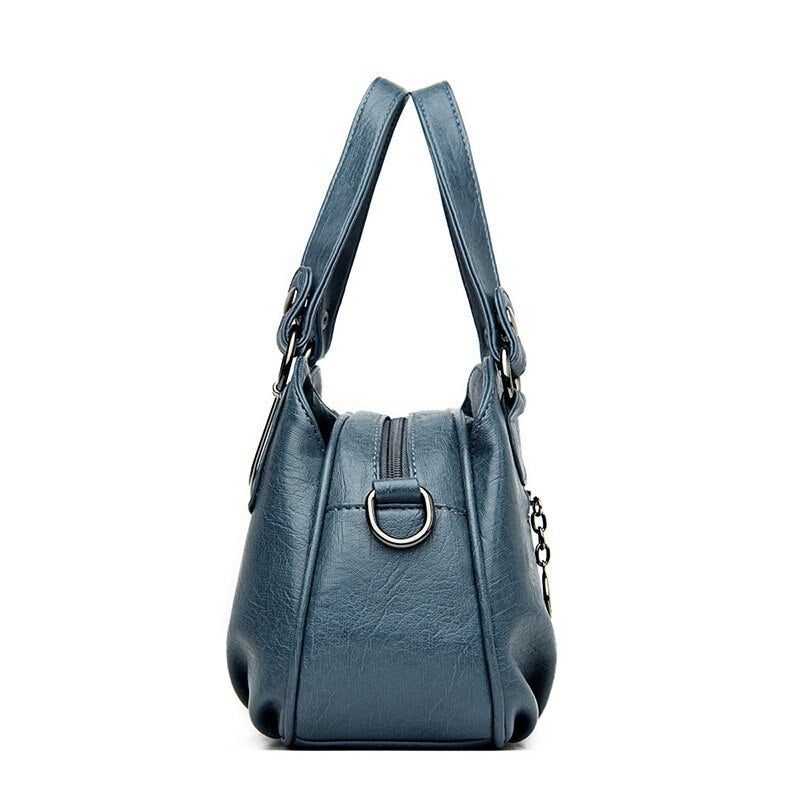 Luxury Designer Vintage Casual Soft Leather Tote Bag, Shoulder Bag and Handbag-Handbags-Innovato Design-Black-Innovato Design