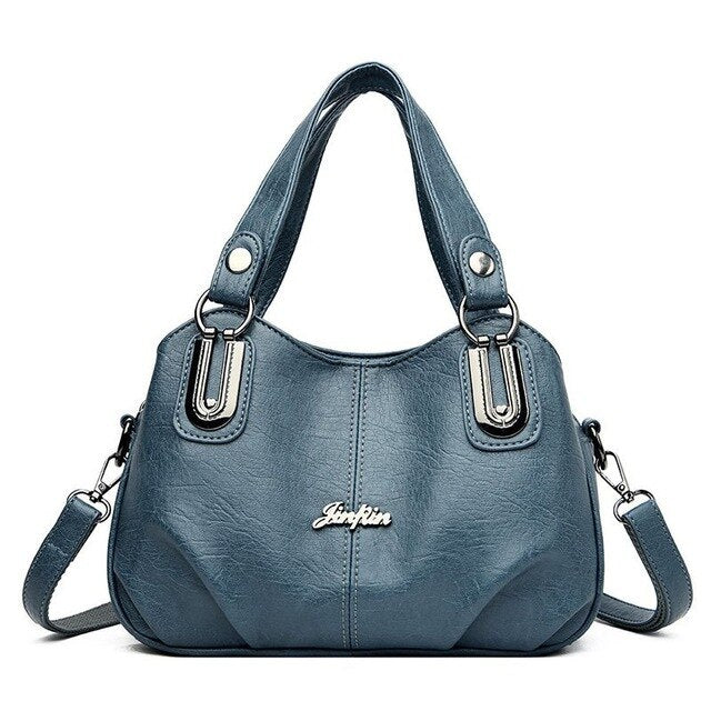 Luxury Designer Vintage Casual Soft Leather Tote Bag, Shoulder Bag and Handbag-Handbags-Innovato Design-Blue-Innovato Design