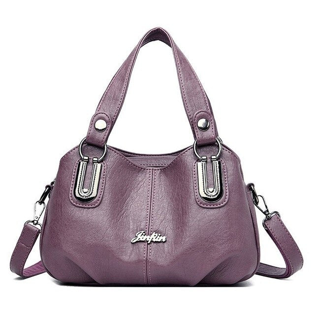 Luxury Designer Vintage Casual Soft Leather Tote Bag, Shoulder Bag and Handbag-Handbags-Innovato Design-Purple-Innovato Design