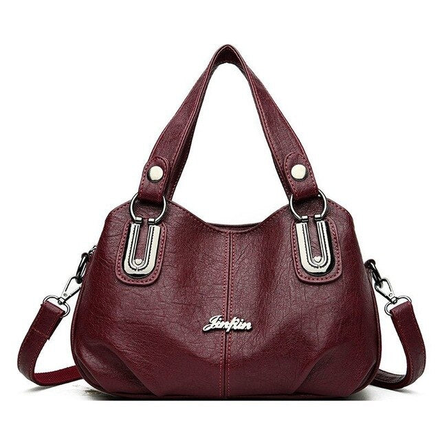 Luxury Designer Vintage Casual Soft Leather Tote Bag, Shoulder Bag and Handbag-Handbags-Innovato Design-Red-Innovato Design