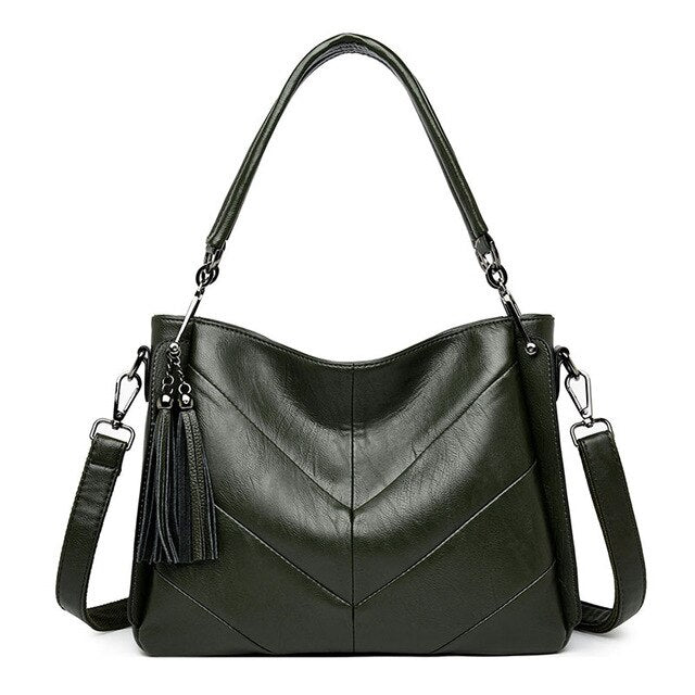 Luxury Designer Vintage Casual Soft Leather Tote Bag, Shoulder Bag and Handbag-Handbags-Innovato Design-Green-Innovato Design