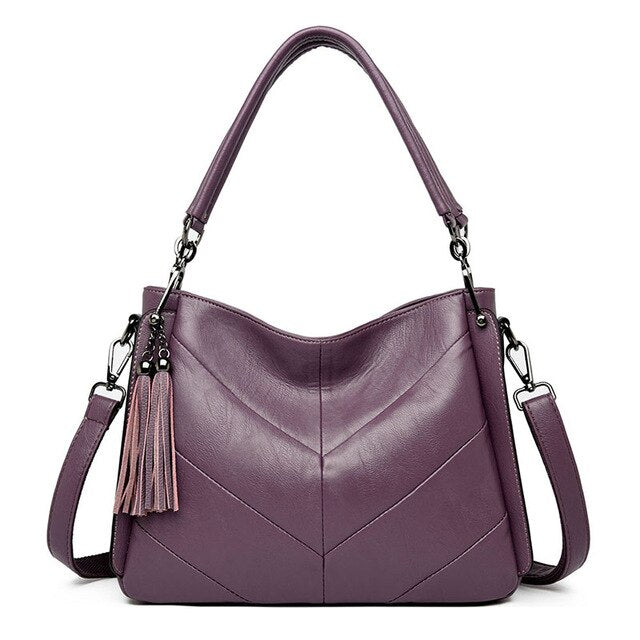 Luxury Designer Vintage Casual Soft Leather Tote Bag, Shoulder Bag and Handbag-Handbags-Innovato Design-Purple-Innovato Design