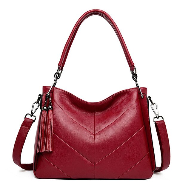 Luxury Designer Vintage Casual Soft Leather Tote Bag, Shoulder Bag and Handbag-Handbags-Innovato Design-Red-Innovato Design
