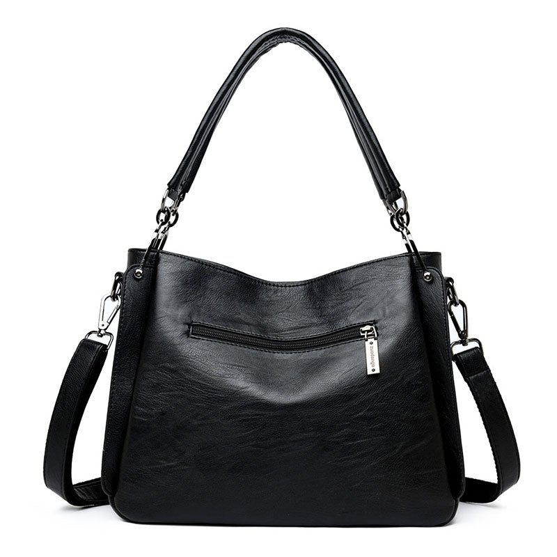 Luxury Designer Vintage Casual Soft Leather Tote Bag, Shoulder Bag and Handbag-Handbags-Innovato Design-Black-Innovato Design