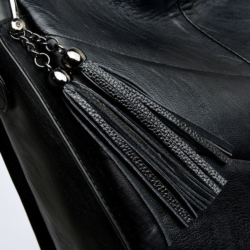 Luxury Designer Vintage Casual Soft Leather Tote Bag, Shoulder Bag and Handbag-Handbags-Innovato Design-Black-Innovato Design