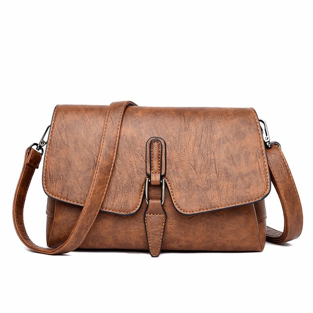Small Vintage Leather Messenger Bag, Shoulder Bag and Crossbody Bag-Handbags-Innovato Design-Brown-Innovato Design