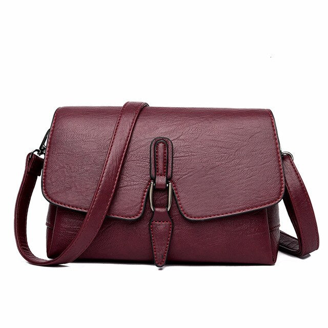 Small Vintage Leather Messenger Bag, Shoulder Bag and Crossbody Bag-Handbags-Innovato Design-Red-Innovato Design