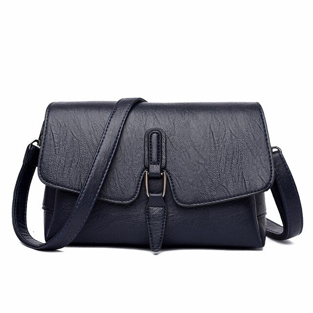 Small Vintage Leather Messenger Bag, Shoulder Bag and Crossbody Bag-Handbags-Innovato Design-Black-Innovato Design