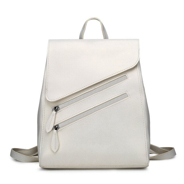 Luxury Vintage Leather School Bag, Shoulder Bag and Backpack-Backpacks-Innovato Design-Beige-Innovato Design