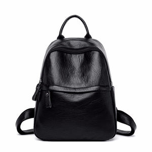 Large Capacity Vintage Leather Rucksack and Travel Backpack-Backpacks-Innovato Design-Black-Innovato Design