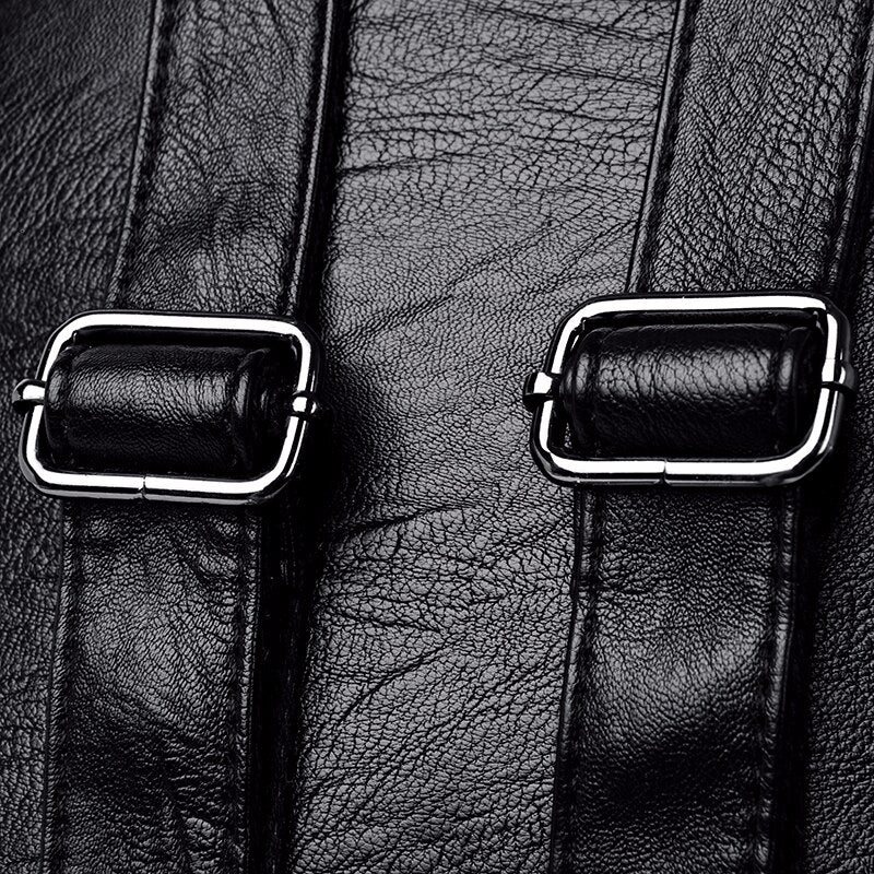 Large Capacity Vintage Leather Rucksack and Travel Backpack-Backpacks-Innovato Design-Black-Innovato Design