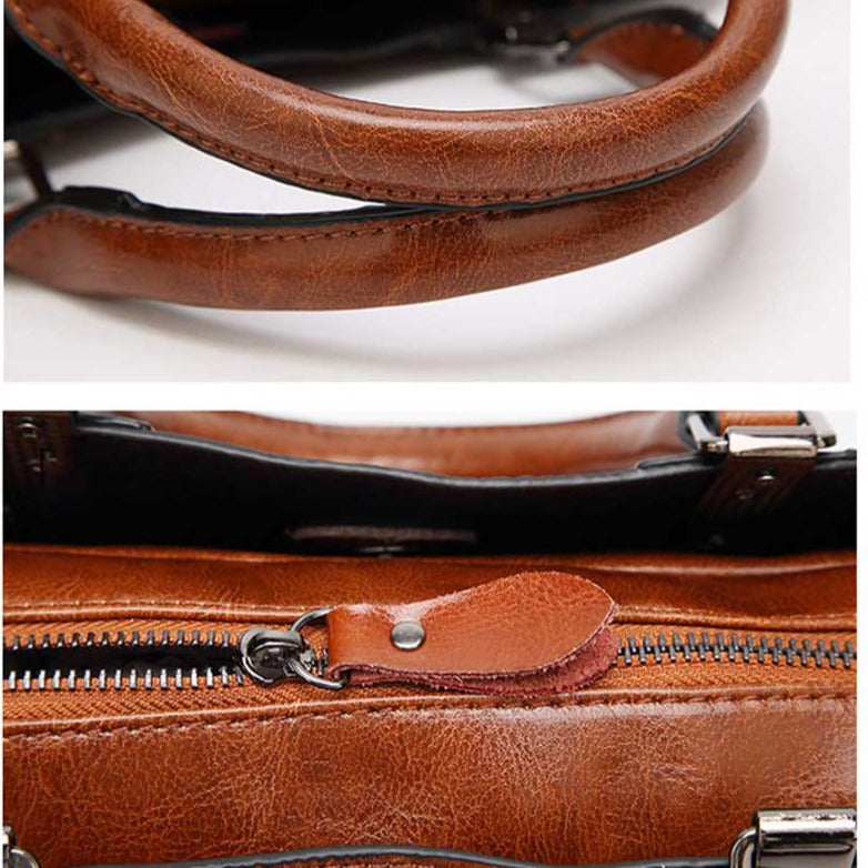 Top-Handle PU Leather Crossbody Bag, Shoulder Bag and Handbag-Handbags-Innovato Design-Red-Innovato Design