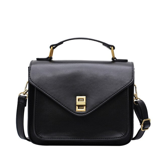 Small Square PU Leather Crossbody Bag, Shoulder Bag and Handbag-Handbags-Innovato Design-Black-Innovato Design