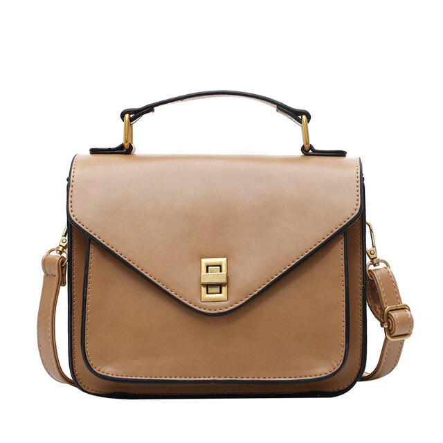 Small Square PU Leather Crossbody Bag, Shoulder Bag and Handbag-Handbags-Innovato Design-Khaki-Innovato Design