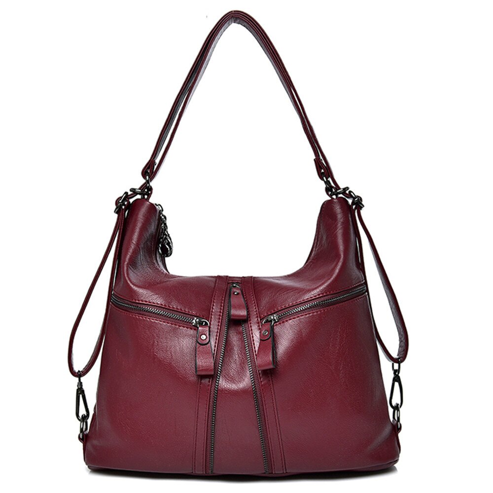 Soft Leather Shoulder Bag, Crossbody Bag and Handbag-Handbags-Innovato Design-Gray-Innovato Design