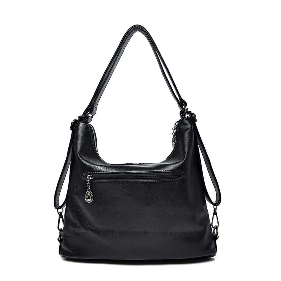 Soft Leather Shoulder Bag, Crossbody Bag and Handbag-Handbags-Innovato Design-Gray-Innovato Design