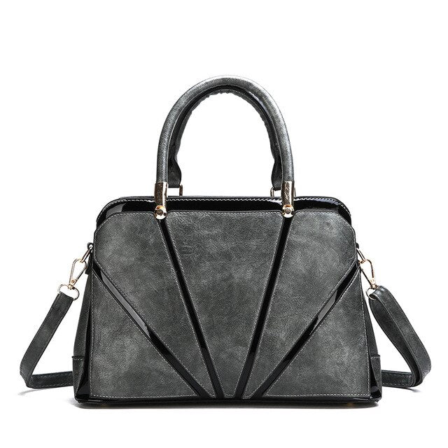 Casual Top-Handle PU Leather Tote Bag, Crossbody Bag and Handbag-Handbags-Innovato Design-Gray-Innovato Design