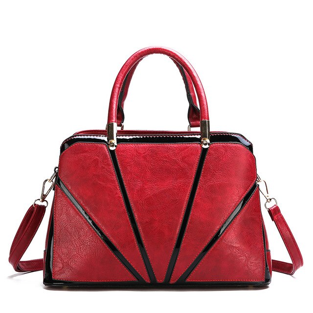 Casual Top-Handle PU Leather Tote Bag, Crossbody Bag and Handbag-Handbags-Innovato Design-Red-Innovato Design