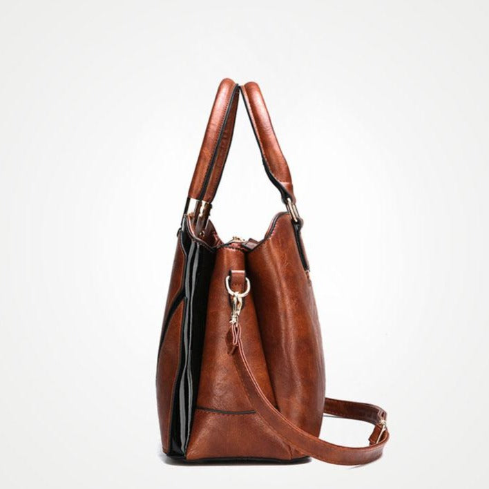 Casual Top-Handle PU Leather Tote Bag, Crossbody Bag and Handbag-Handbags-Innovato Design-Coffee-Innovato Design