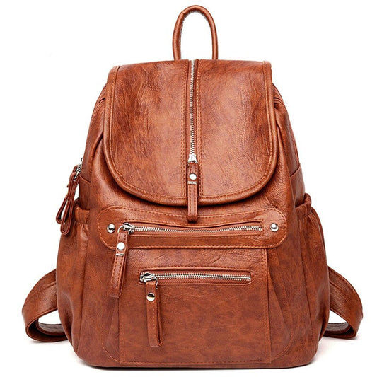 Vintage Leather Travel Shoulder Bag and Backpack-Backpacks-Innovato Design-Black-Innovato Design