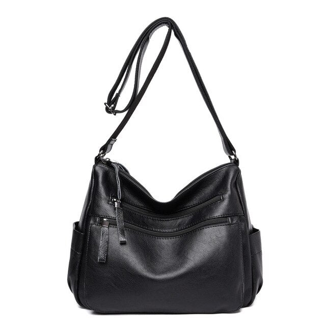 Luxury Designer Leather Crossbody Bag and Handbag-Handbags-Innovato Design-Black-Innovato Design