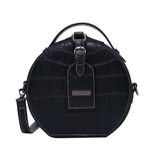 Small Round PU Leather Crossbody Bag, Shoulder Bag and Handbag-Handbags-Innovato Design-Black-Innovato Design