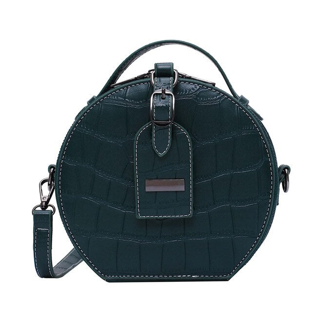 Small Round PU Leather Crossbody Bag, Shoulder Bag and Handbag-Handbags-Innovato Design-Green-Innovato Design