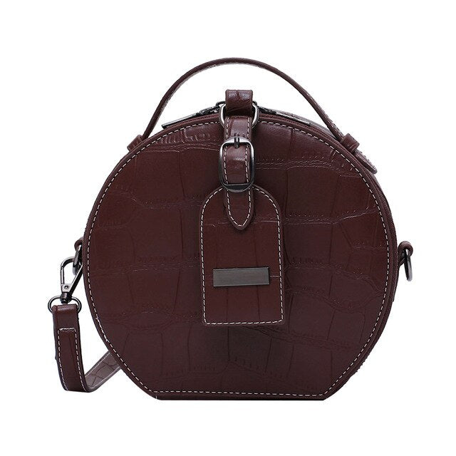 Small Round PU Leather Crossbody Bag, Shoulder Bag and Handbag-Handbags-Innovato Design-Coffee-Innovato Design