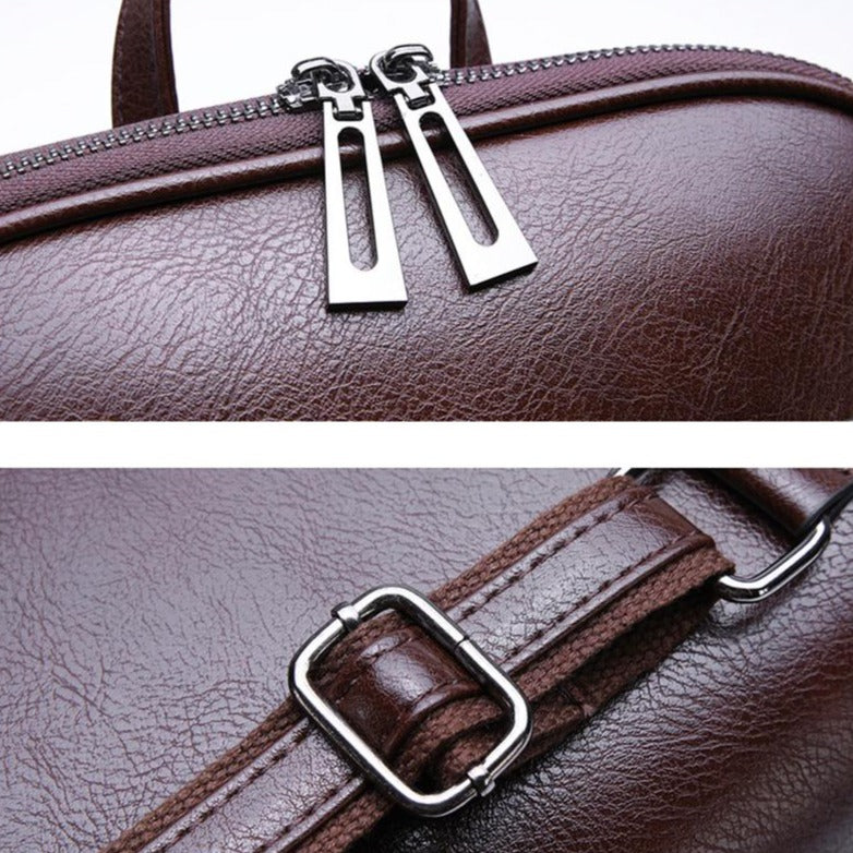 Travel Casual Leather Shoulder Bag and Backpack-Backpacks-Innovato Design-Coffce-Innovato Design