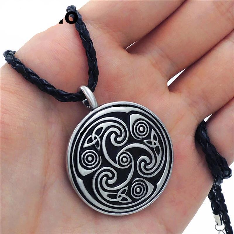 Triquetra Celtic Men's Pendant Necklace with 24" Rope Chain-Necklaces-Innovato Design-Innovato Design