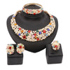Colorful Rhinestone Necklace, Bracelet, Earrings & Ring Wedding Jewelry Set