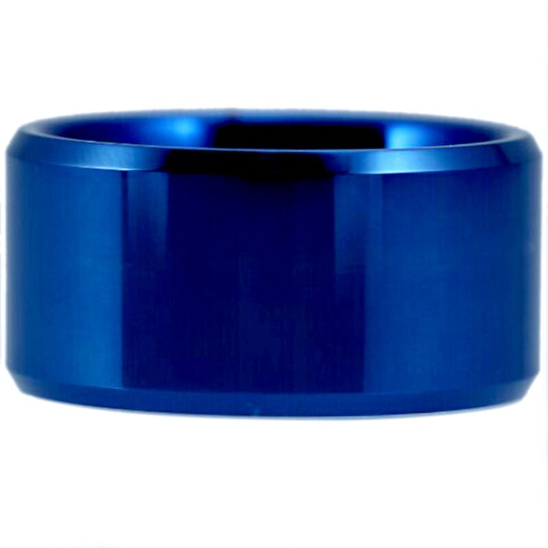12mm Beveled Blue-Plated Tungsten Wedding Ring-Rings-Innovato Design-8-Innovato Design