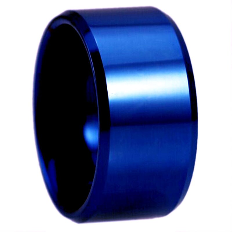 12mm Beveled Blue-Plated Tungsten Wedding Ring-Rings-Innovato Design-8-Innovato Design