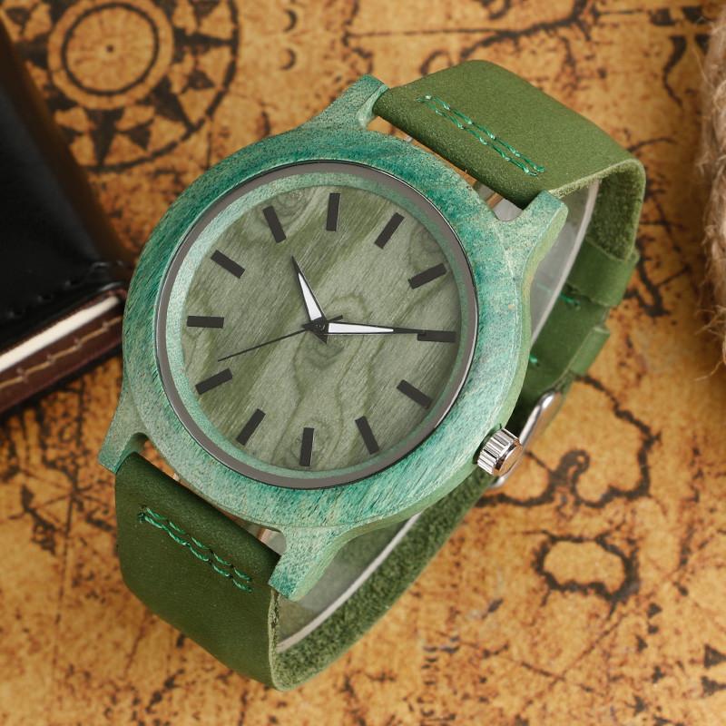 Fashion Men Wooden Watch with Green Strap-Watches-Innovato Design-Green-Innovato Design