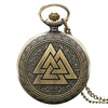 Bronze Pocket Watch with Norse Themed Valknut Carving - InnovatoDesign