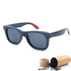Skateboard Wooden Sunglasses with Case 6 Options - InnovatoDesign