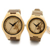 Clean Design Deer Bamboo Wooden Watch with Leather Strap Band