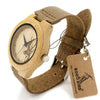 Clean Design Deer Bamboo Wooden Watch with Leather Strap Band