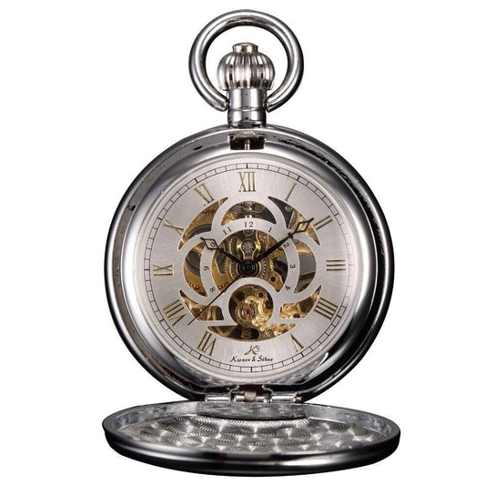 Classic Alloy Mechanical Pocket Watch in Black, Gold, and Silver-Pocket Watch-Innovato Design-Silver-Innovato Design